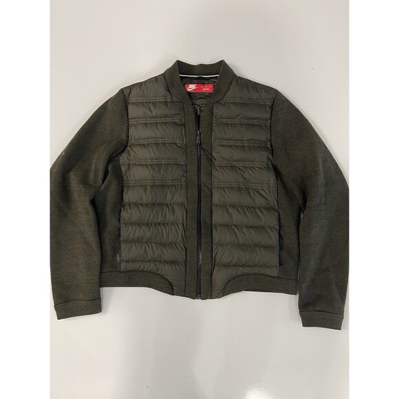 Nike Wmn's Tech Fleece Aeroloft Bomber Jacket Olive Sz XL - Picture 1 of 8